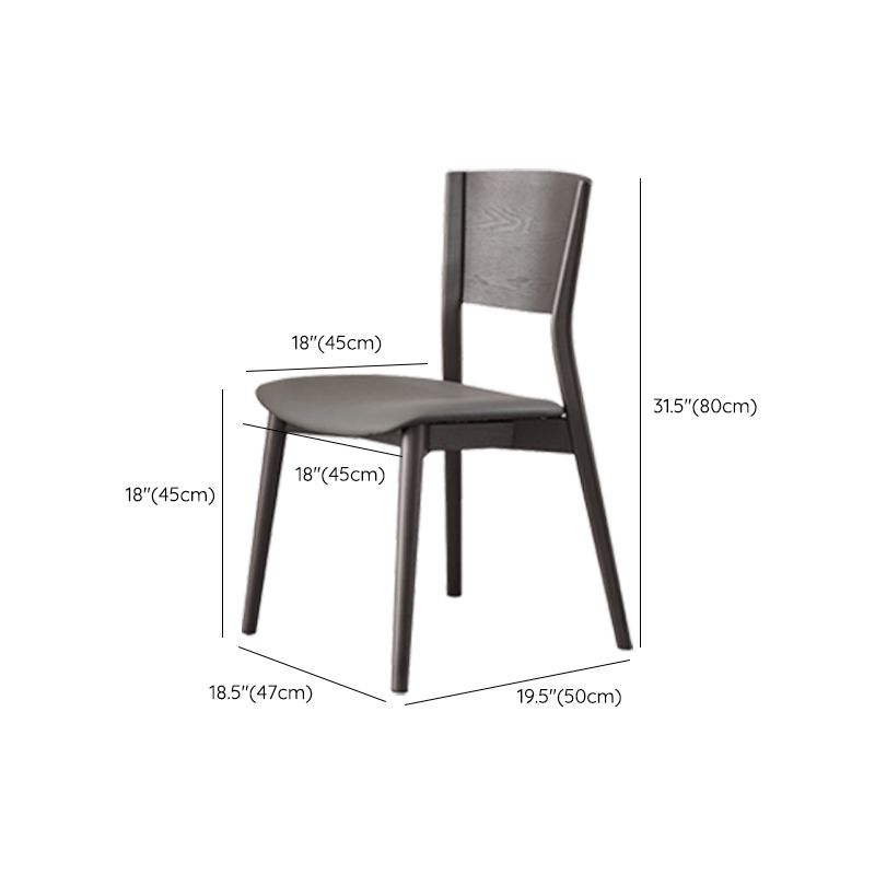 Solid Wood Contemporary Dining Chair Kitchen Armless Open Back Chair