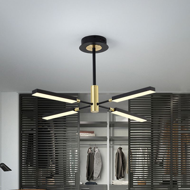 Modern Style Starburst Ceiling Pendant Acrylic 4/6 Lights Black and Gold/White and Gold Chandelier Lamp