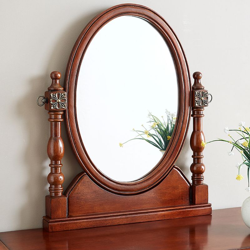 Traditional Wooden Makeup Vanity Desk Table in Brown and White for Bedroom