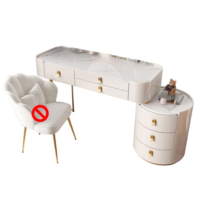 Contemporary Wood Vanity Dressing Table Set Glass/Slate Top Makeup Counter
