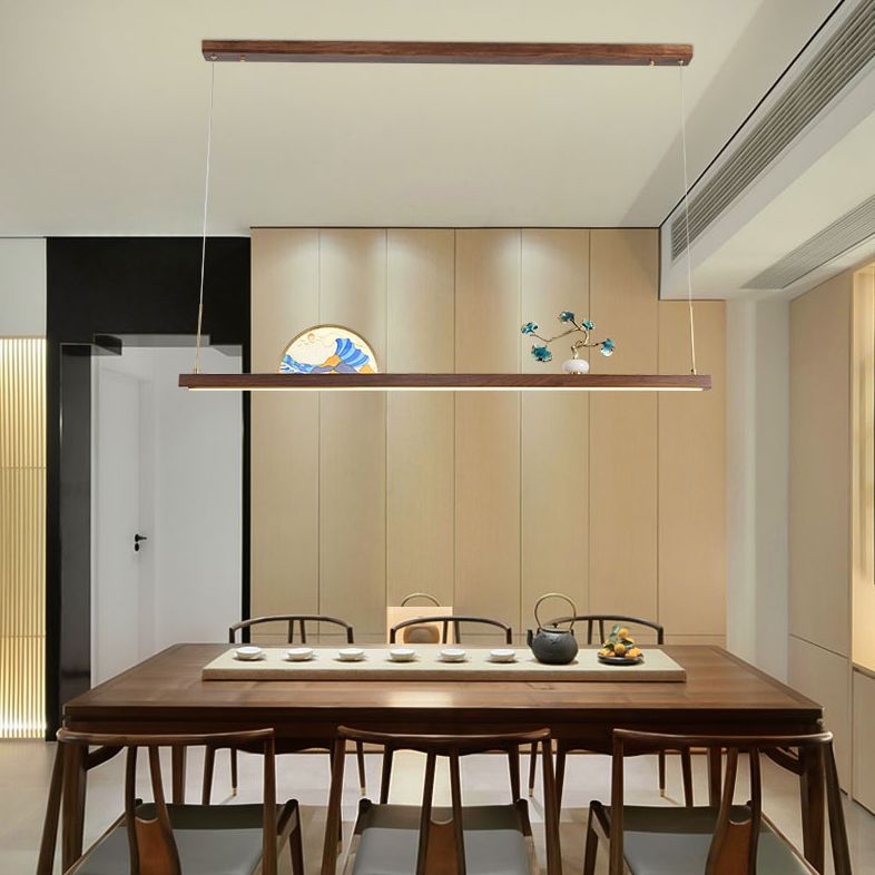 Luce artistica per arti moderna dell'isola lineare in legno scuro per sala da studio