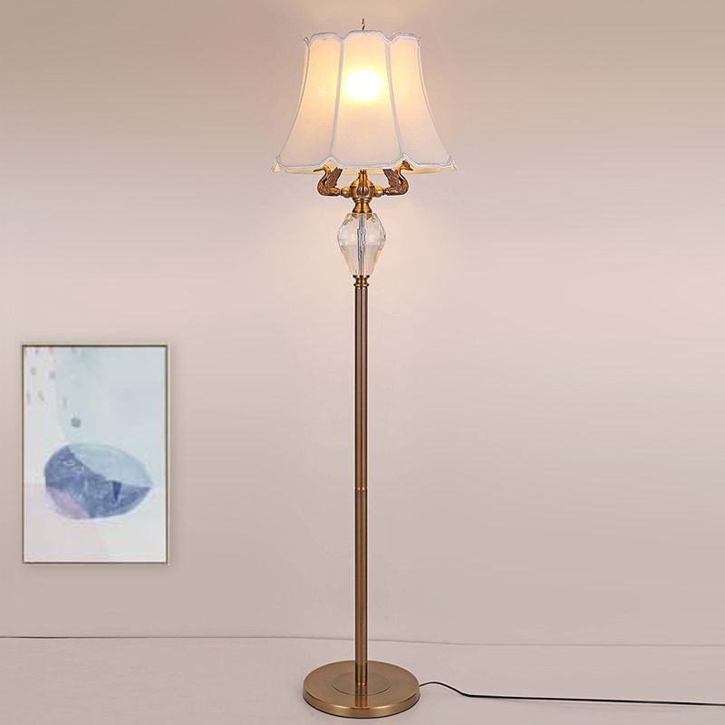 Luz de lectura de piso en forma de campana blanca Lámpara minimalismo 1 lámpara de pie de dormitorio ligero con acento de cristal