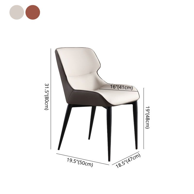Sillas de comedor con brazo trasero de diseño moderno, sillas de comedor de cuero para cocina (juego de 2)