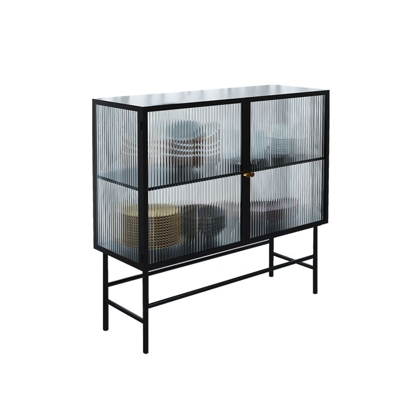 Modern & Contemporary Accent Cabinet Glass Side Cabinet with Knobs