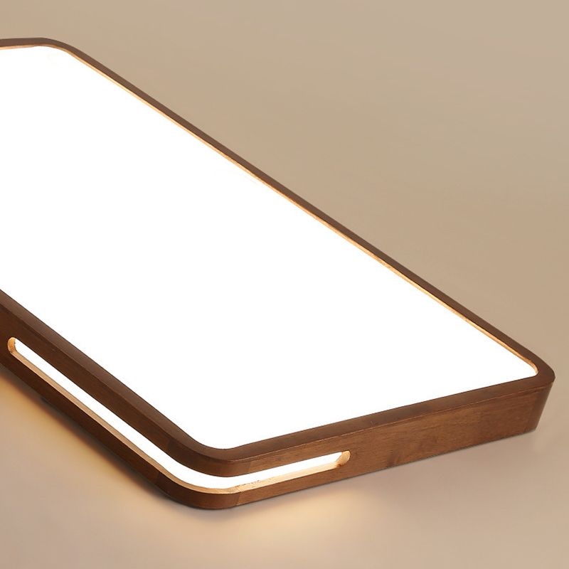 Donkerbruin geometrisch inbouwlicht Minimalistisch LED houten plafondlicht voor slaapkamer
