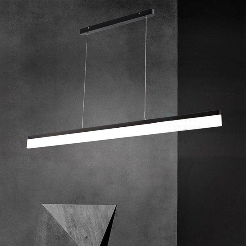 Contemporary Island Light Linear Metal 1 Light Island Ceiling Light in Black