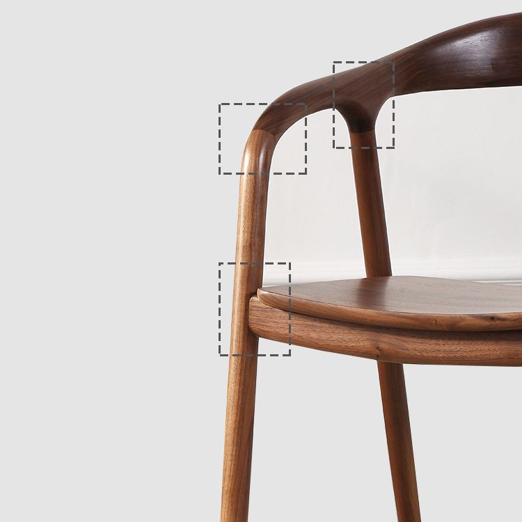 Contemporary Tea Room Wood Arm Chair Walnut and Natural Open Dining Chair