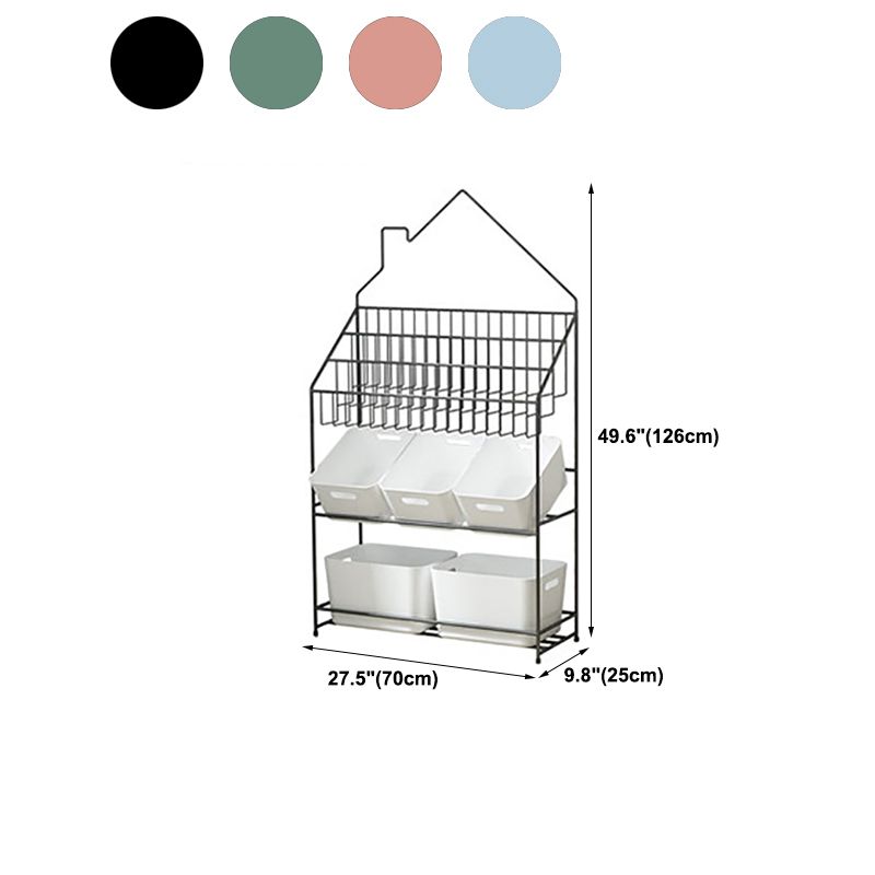 Modern Metal Bookshelf Etagere Open Shelf Bookcase in Black/White/Blue/Green/Pink
