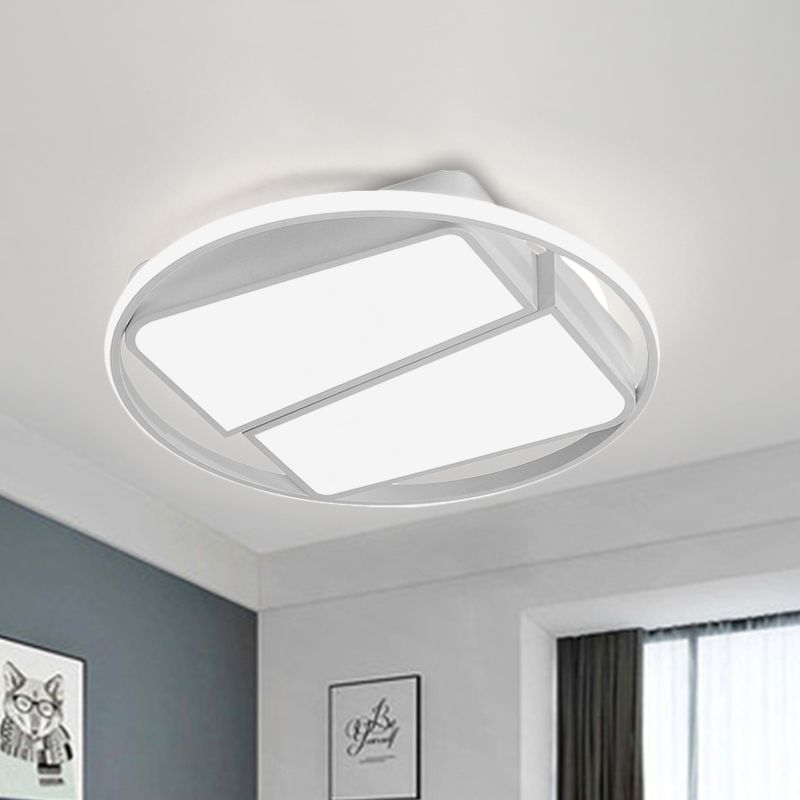 Lampada da soffitto trapezoidale a 2 luci moderna in metallo nero/bianco LED da 16"/19,5" ampia lampada da incasso per camera da letto con luce calda/bianca