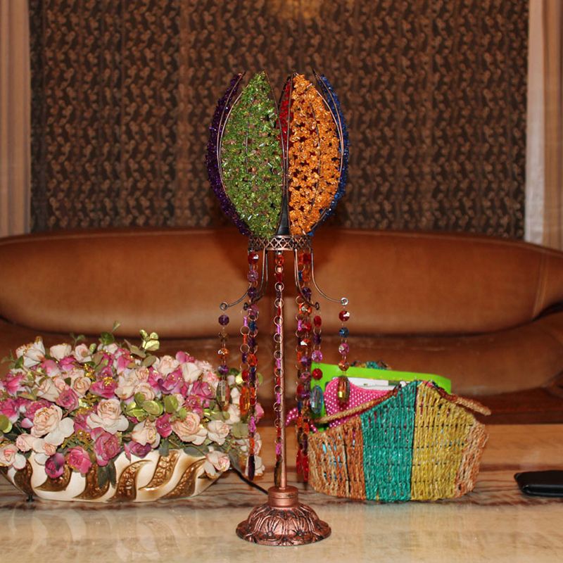 1 Kopf Nachttisch hell Bohemian Blumenmetall Nachttisch Lampe im Kupfer für Schlafzimmer