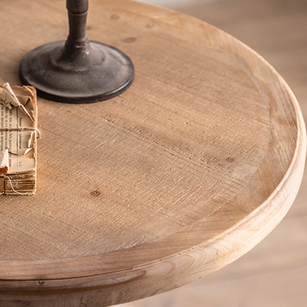 French Country Distressed Cocktail Table Wooden Pedestal Coffee Table for Living Room