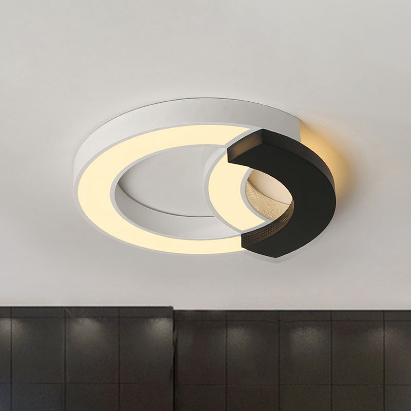 Lampada da incasso ad arco Lampada da soffitto moderna a LED in acrilico nero largo 16"/19,5"/23,5" con luce calda/luce bianca/terza marcia