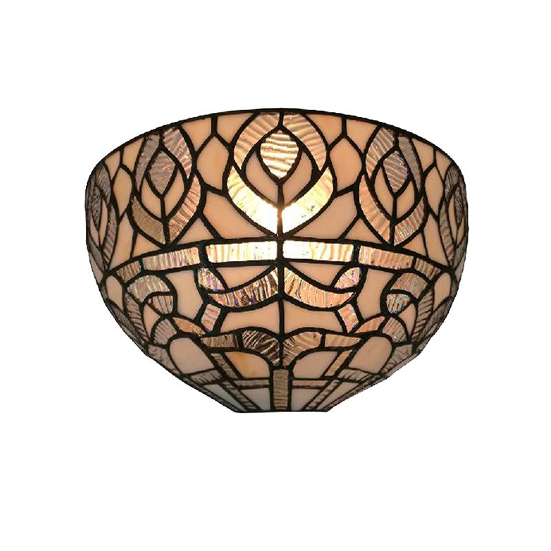 Mini Bowl Sconce Lighting with Peacock Tiffany Style 1 Light Stained Glass Wall Mount Light