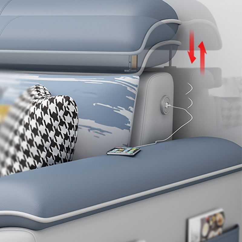 Square Arm Pillowed Back Cushions 6-Seater Faux Leather and Fabric Sectionals Sofas