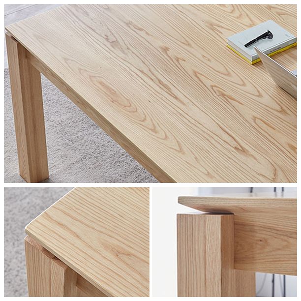 Wood Dining Table Rectangle Modern Table with 4 Legs for Restaurant