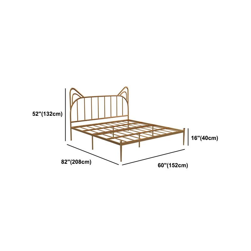 84.65 inch Wide Contemporary Bed Frame Metai Gold Slat Bed with Headboard