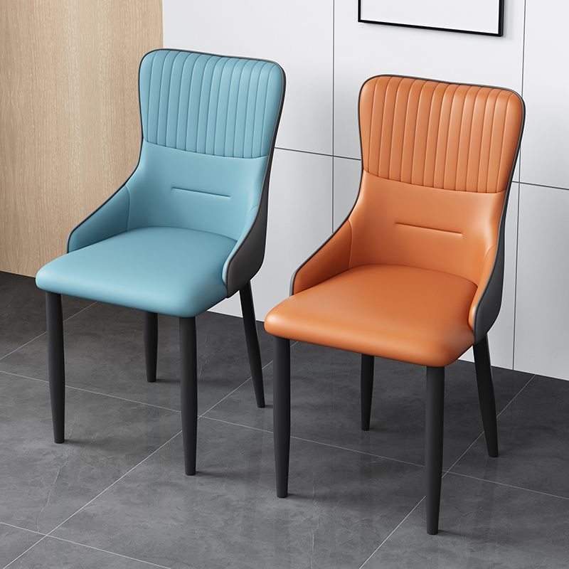 Industrial Style Arm Chair Faux Leather Parsons Chair for Home