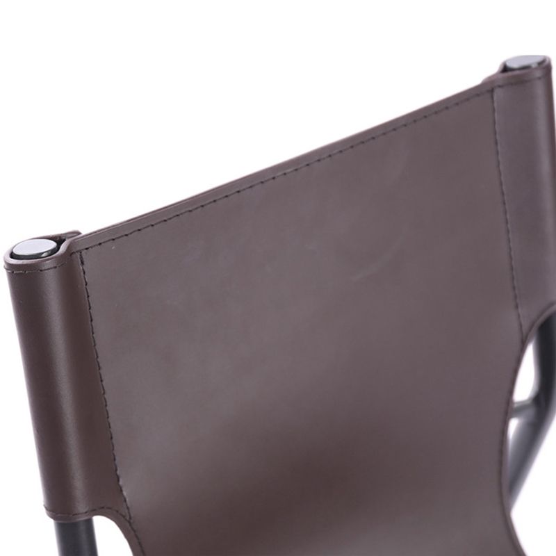 Industrial Leather Dining Chairs Armless Side Chairs with Metal Legs for Home Use