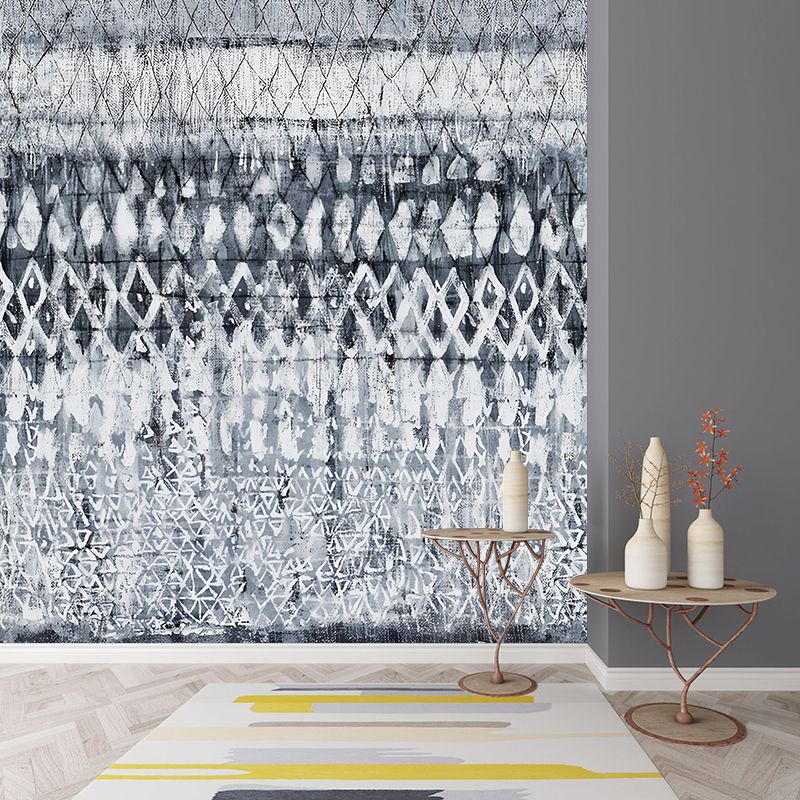 Grey Latticework Wall Paper Mural Stain-Resistant Wall Art for Bedroom, Made to Measure