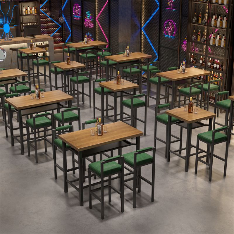 Modern 1/2/5 Pieces Bar Table Set Pine Wood Counter Table with High Stools