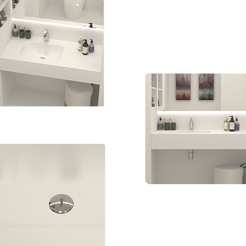Modern Undermount Bathroom Sink Rectangular Pop-Up Drain Wash Stand without Faucet