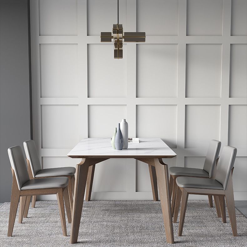 Glossy White Dining Table with Leather Chairs 1/2/4/5/7 Pieces Modern Dinette Set