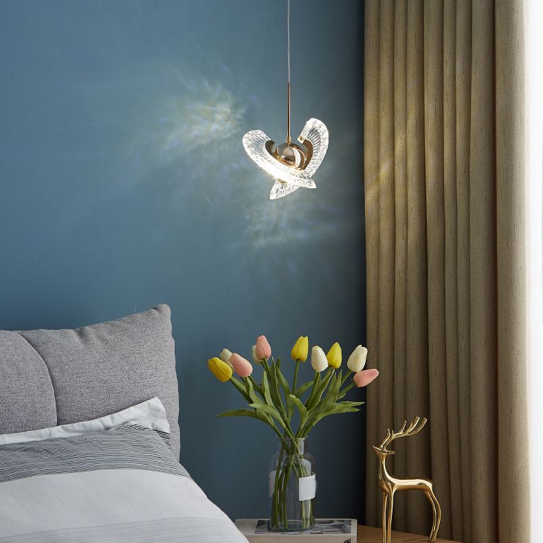 Gold geometrische LED-LED-Anhänger Licht im modernen Luxusstil Zine-Alloy-Hanglicht mit Acrylschatten