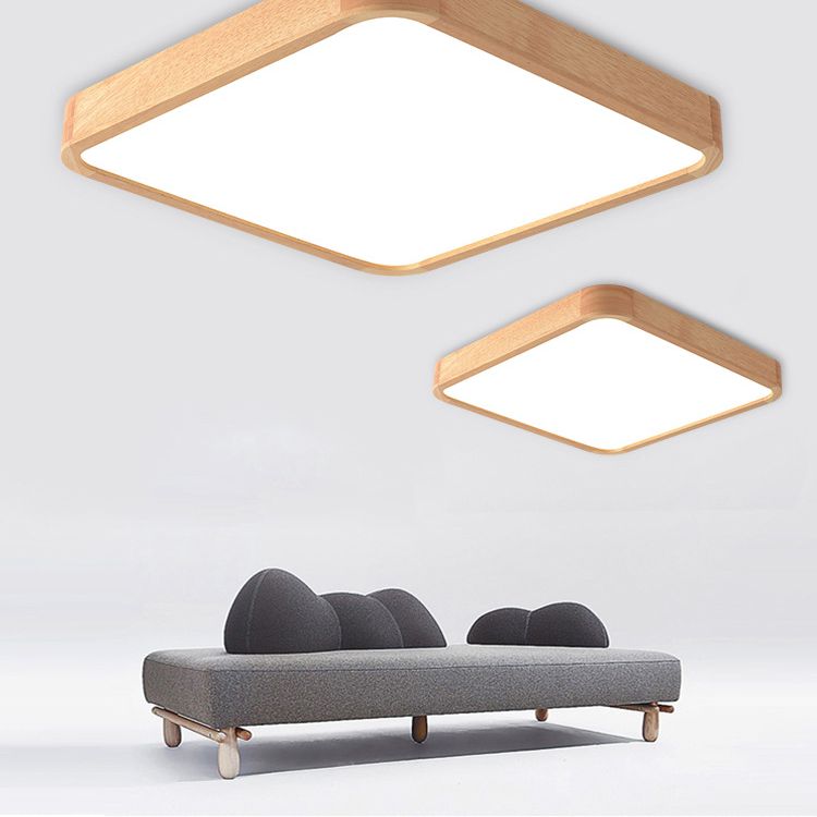 Vierkant plafondmontage lichtarmatuur Eenvoudige houten houten inbouw plafondkroonluchter