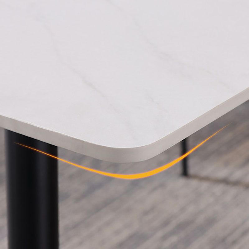 Black Metal Frame Industrial Rectangle Dining Table Sintered Stone Table for Home