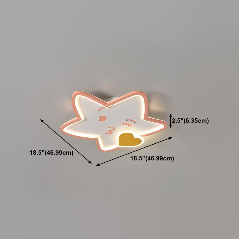 Plafonnier affleurant à abat-jour unique en métal, style enfant, luminaire multi-lumières