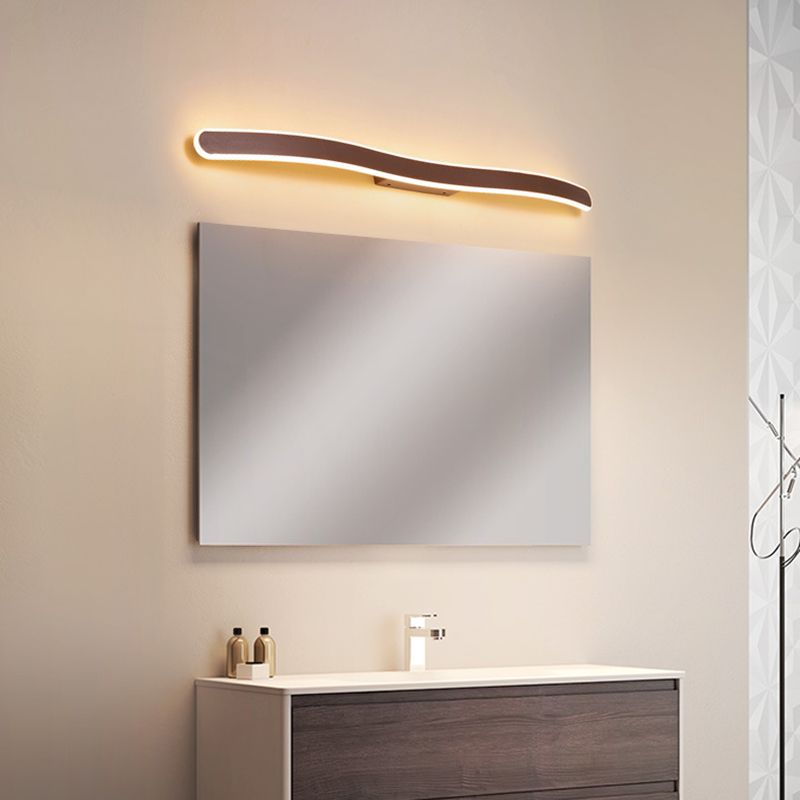 Metal Thin Vanity Wall Sconce Modern Style 1 Light Vanity Lighting Fixtures in Brown