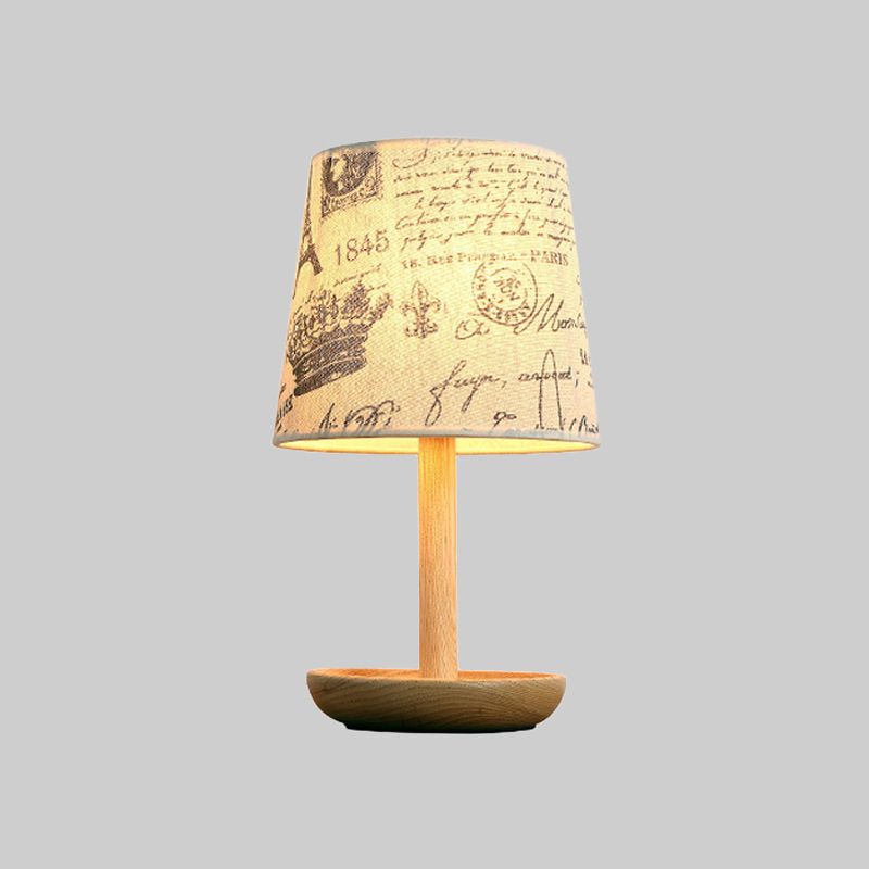 Iluminación de tareas de sombra cónica de tela contemporánea 1 lámpara de lectura de la cabeza en madera para estudio