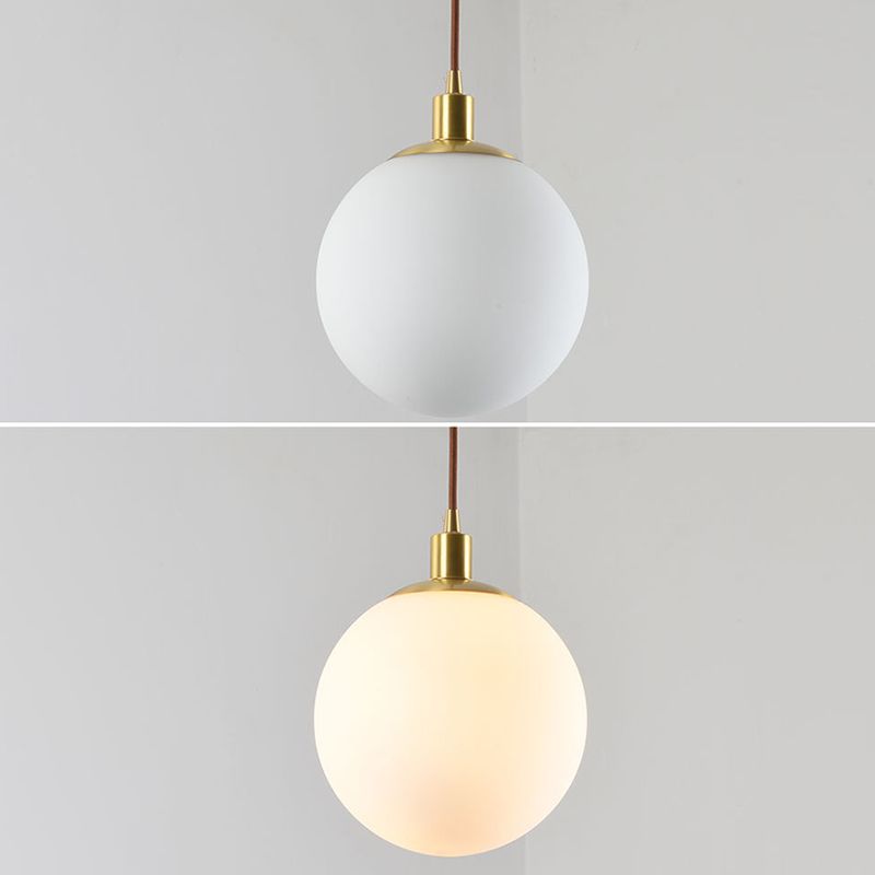 1 Light Spherical Pendant Lamp Modern Minimalist Opal Glass Hanging Lamp for Living Room