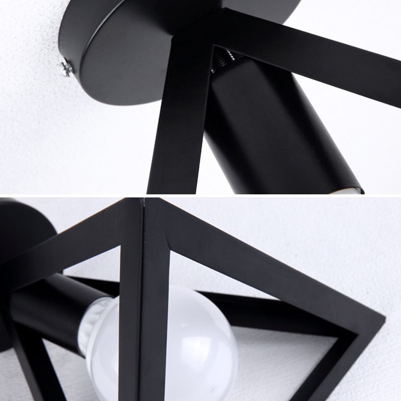 Marco geométrico de hierro forjado mini luz de techo de estilo jubilado de estilo industrial