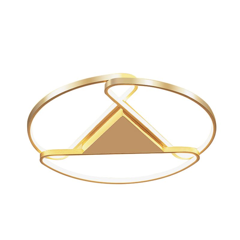 3-Halbkreis Acryl Flushmount Modernism 18 "/23.5" Breite LED Gold Bündig Montierte Deckenleuchte mit Triangle Baldachin Mittel, Warm/Weißes Licht
