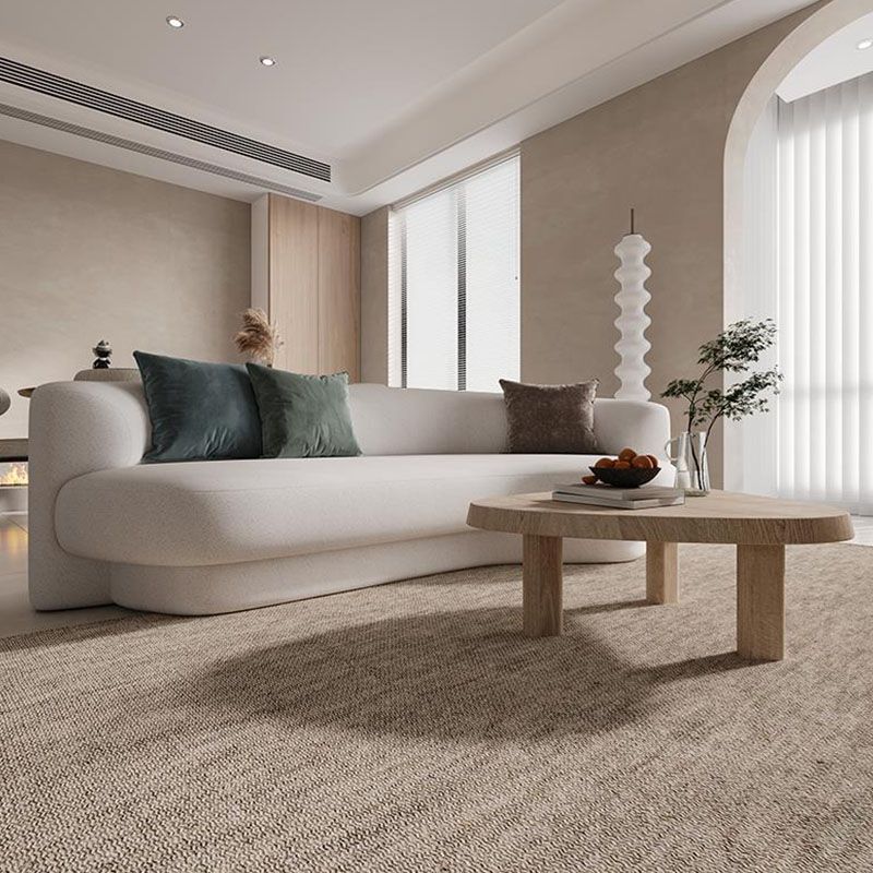 Contemporary Sofa Solid Color Curved Loveseat for Bonus Room