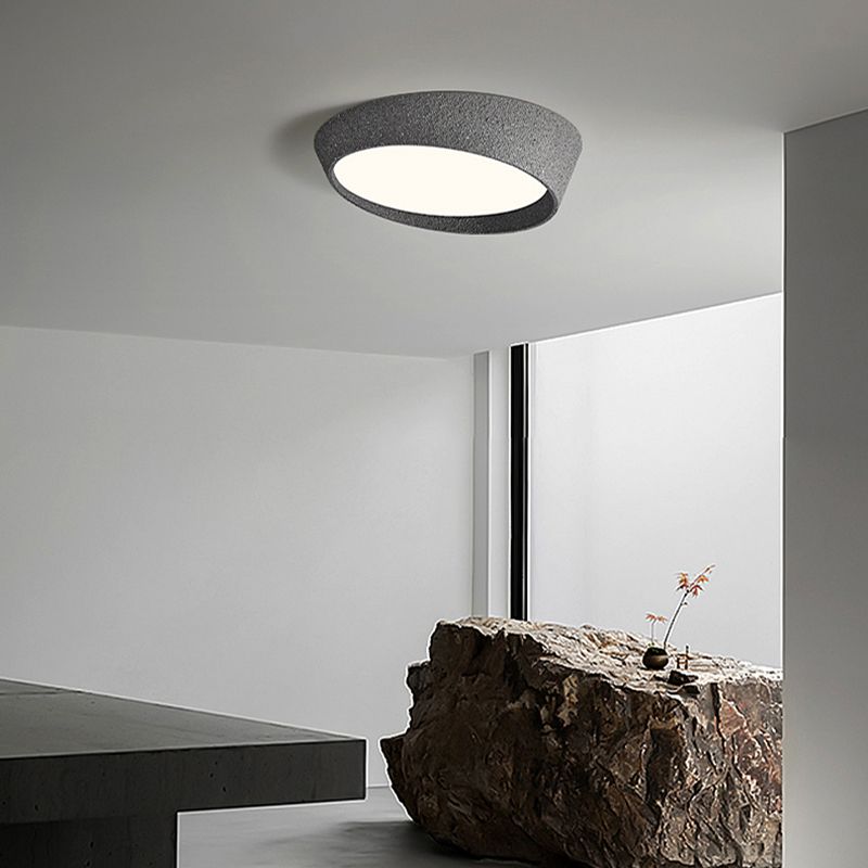 Distressed Finish Flush Mount Iron and Acrylic LED Industrial Ceiling Flush in Grey