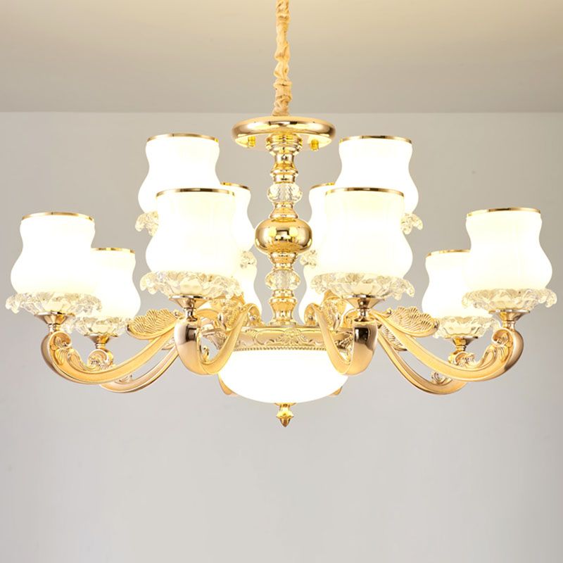 Calabaza Kit de luz colgante de vidrio modernidad Candelera de oro de oro para sala de estar