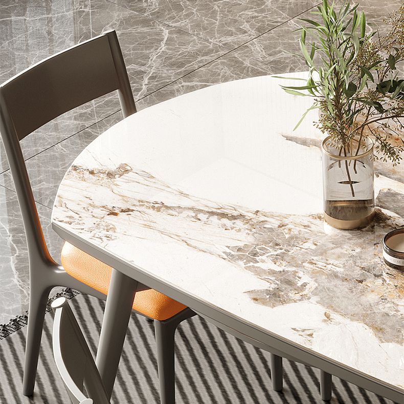 4-foot Stone Dinette Table Contemporary Round Dining Table with Drop Leaf