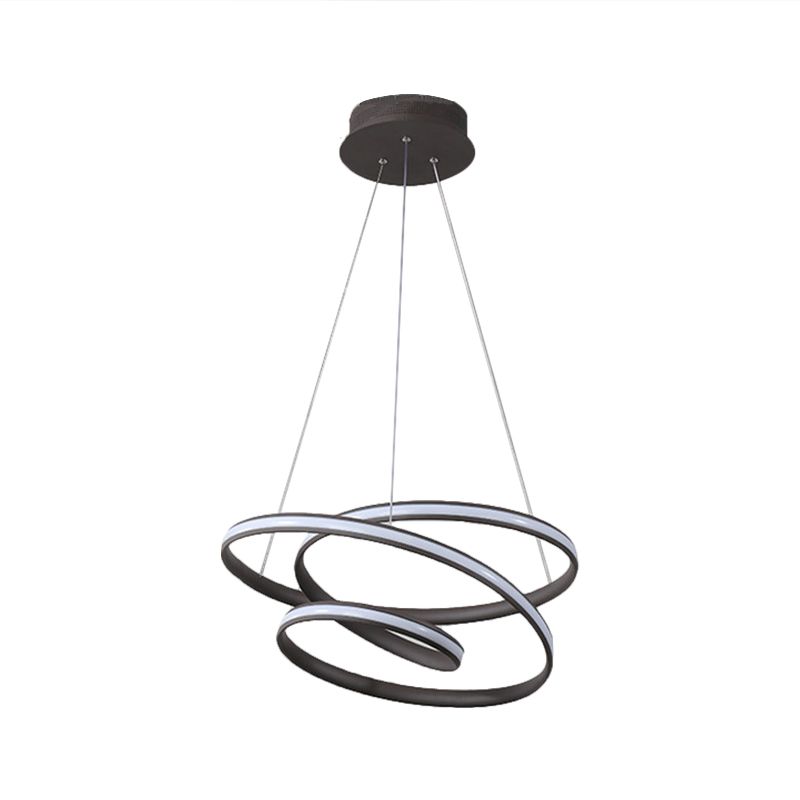 Whirling LED Pendant Chandelier Minimalist Acrylic Kitchen Ceiling Suspension Lamp in Black, Warm/White/Natural Light