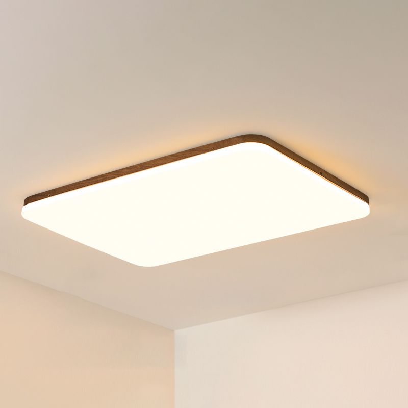 Plafonnier LED en forme de géométrie, Style moderne et Simple, en bois, 1 lumière, encastré pour le salon