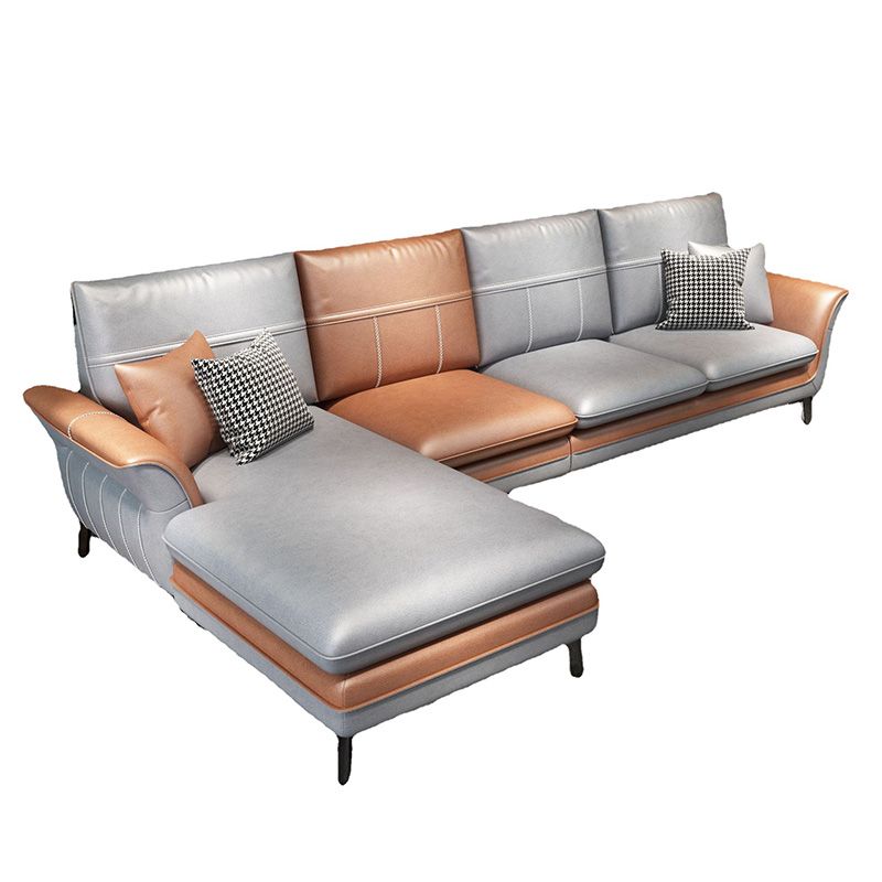 Pillowed Back Cushions Sectional Sofa with Flared Arm,137.80" L