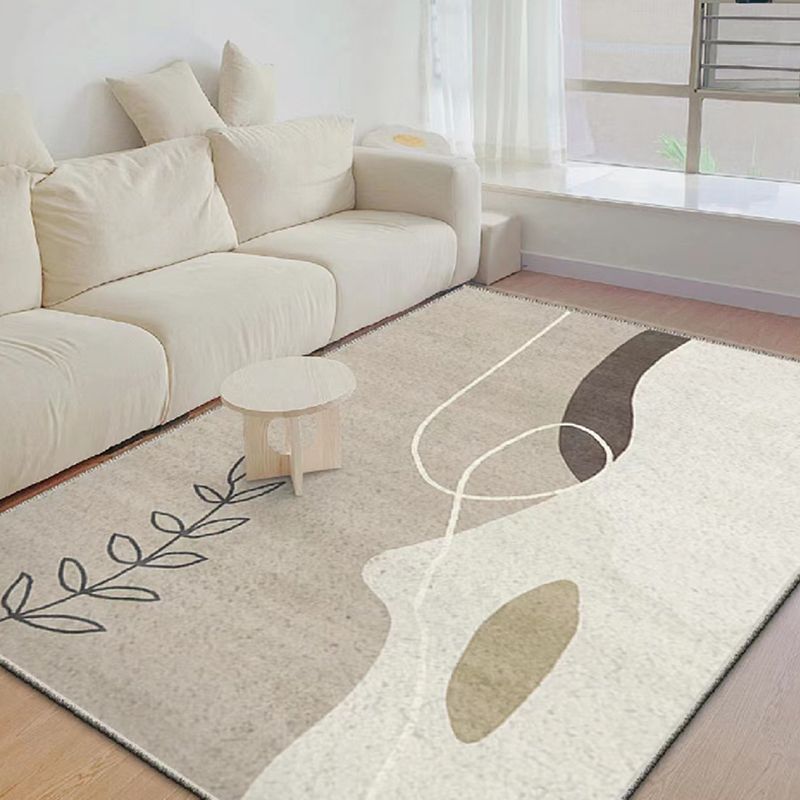 Light Grey Modern Rug Polyester Line Indoor Rug Stain Resistant Rug for Home Decor