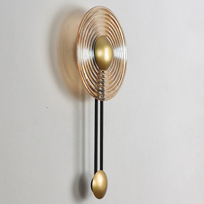 Glass Round Wall Light Modern 1-Light Wall Lights in Gold for Bedroom