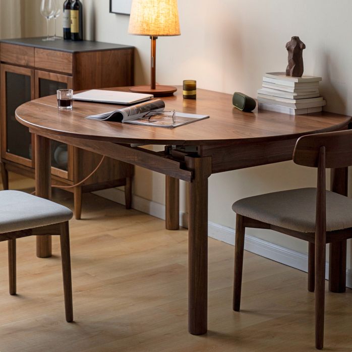Modern Solid Wood Dining Table Set Drop Leaf with 4 Chairs for Home