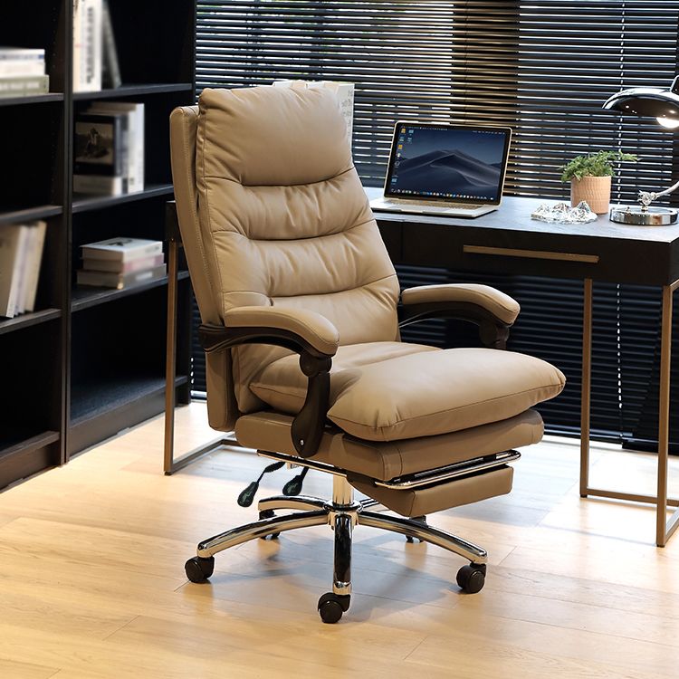 High Back Office Chair Leather Sponge Seat Fixed Armrest with Office Chair