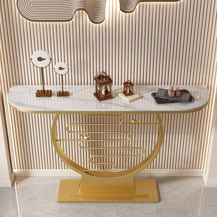 Glam Half Moon Console Table Stain Resistant End Table for Hall