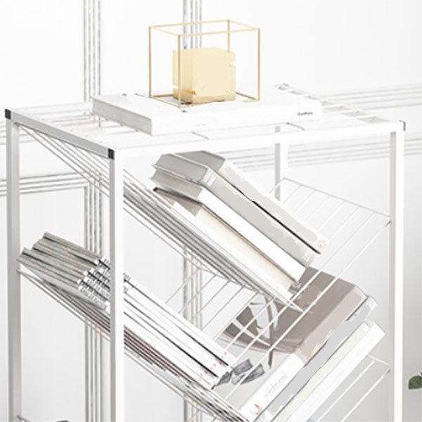 Modern Etagere Metal Bookcase White Vertical Shelf Bookcase for Study Room