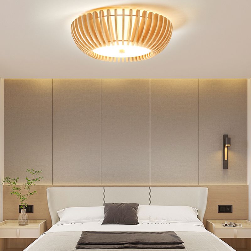 Nordic Ceiling Light Fixture Wooden LED Flush Mount for Living Room