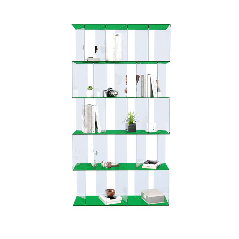 Contemporary Open Back Vertical Bookcase Acrylic Bookshelf with Shelves